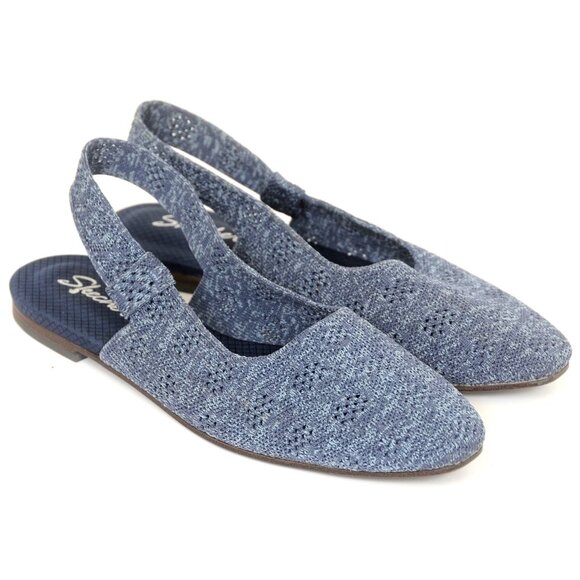 Skechers Cleo Snip - Sweet Time Blue Crochet Slingback Flat Sandals Women's 8 - Picture 1 of 6